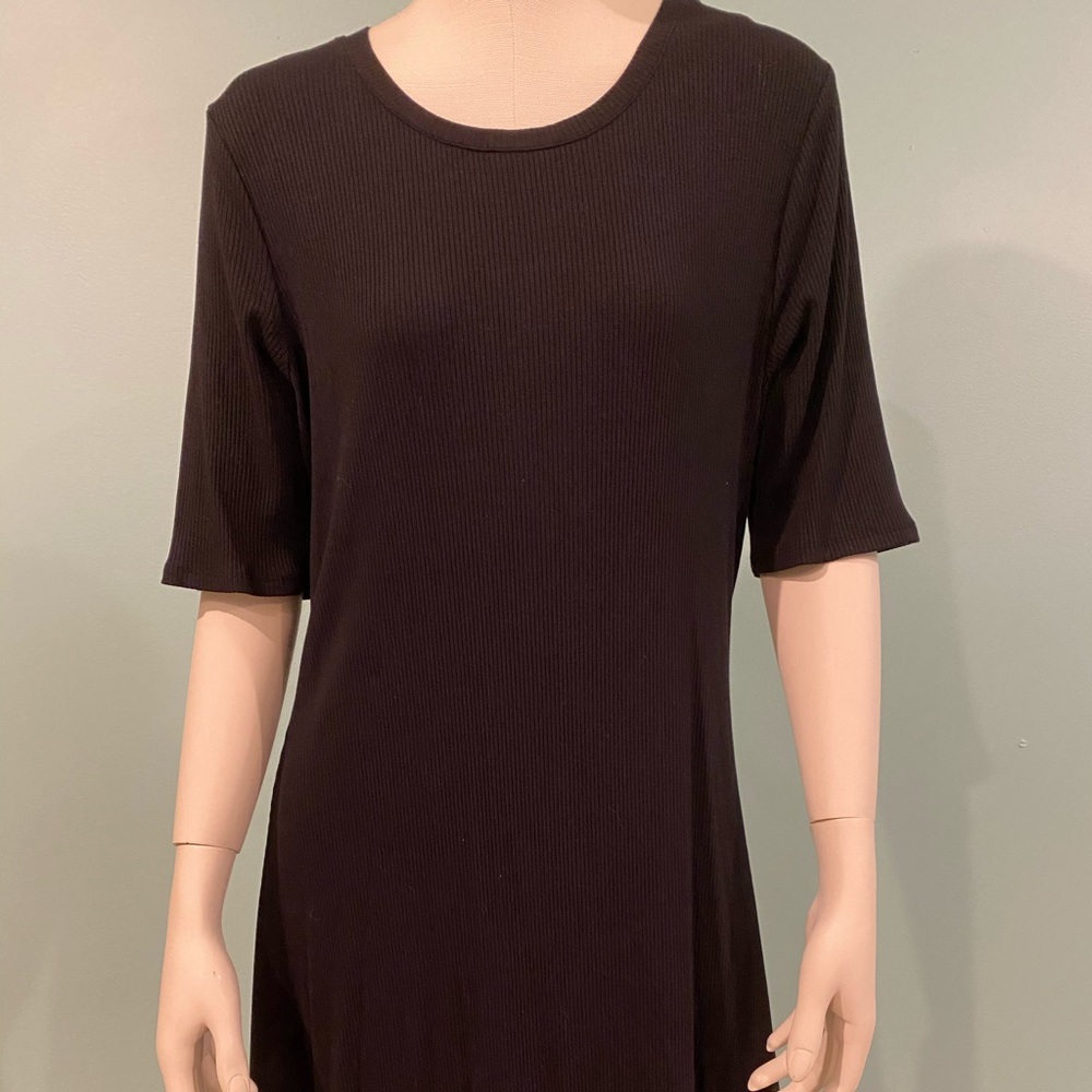 Ribbed Black Swing Dress